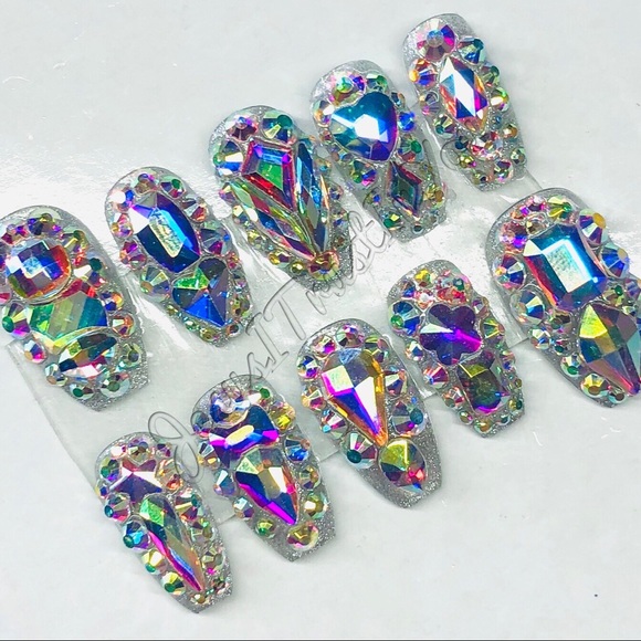 JEWELS 💎- SHORT COFFIN PRESS ON NAILS - Picture 9 of 12